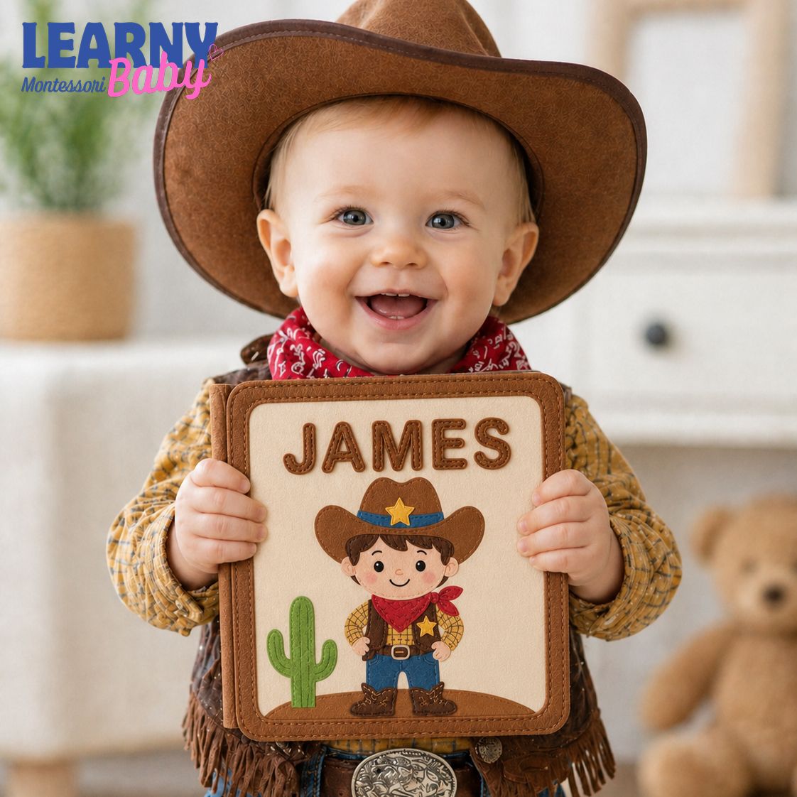 Personalized Cowboy Busy Book for Toddler, Felt Quiet Book, Montessori Activity Book, Baby Boy Western Toy, 1st Birthday Gift QBLB52