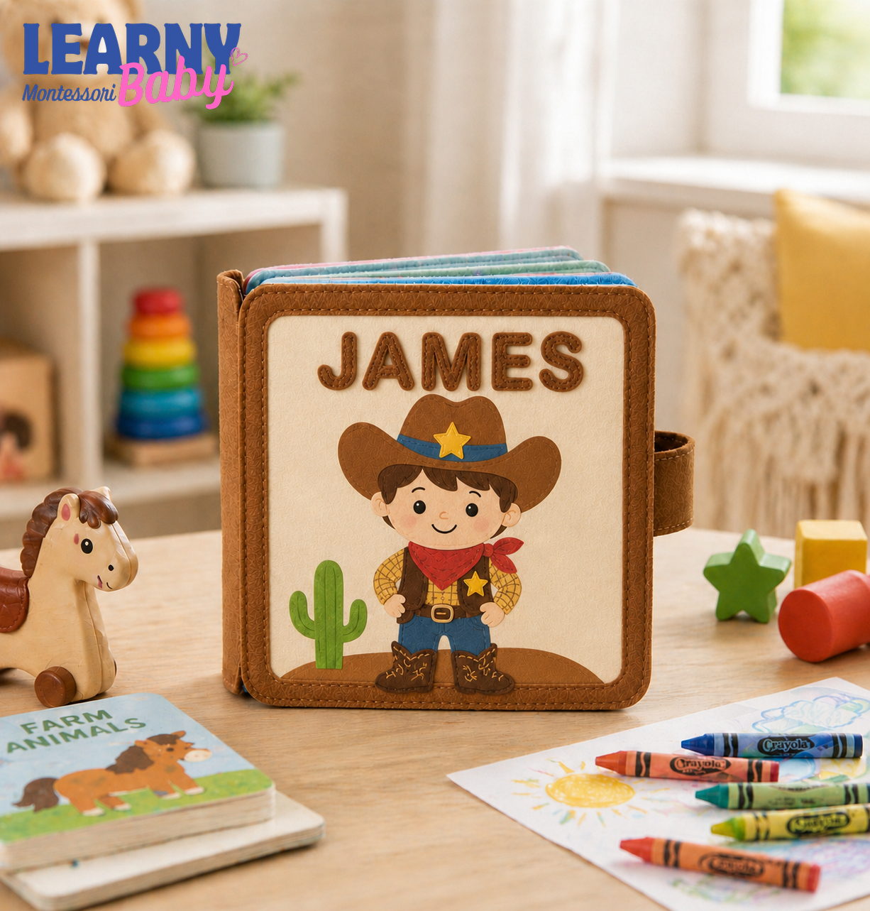 Personalized Cowboy Busy Book for Toddler, Felt Quiet Book, Montessori Activity Book, Baby Boy Western Toy, 1st Birthday Gift QBLB52