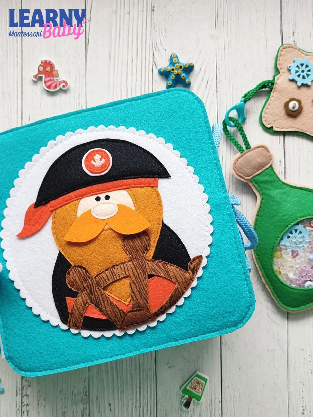 Personalized Pirate Quiet Book for Toddlers, Handmade Felt Busy Book, Montessori Sensory Toy, Pirate Activity Book for Kids QBLB76