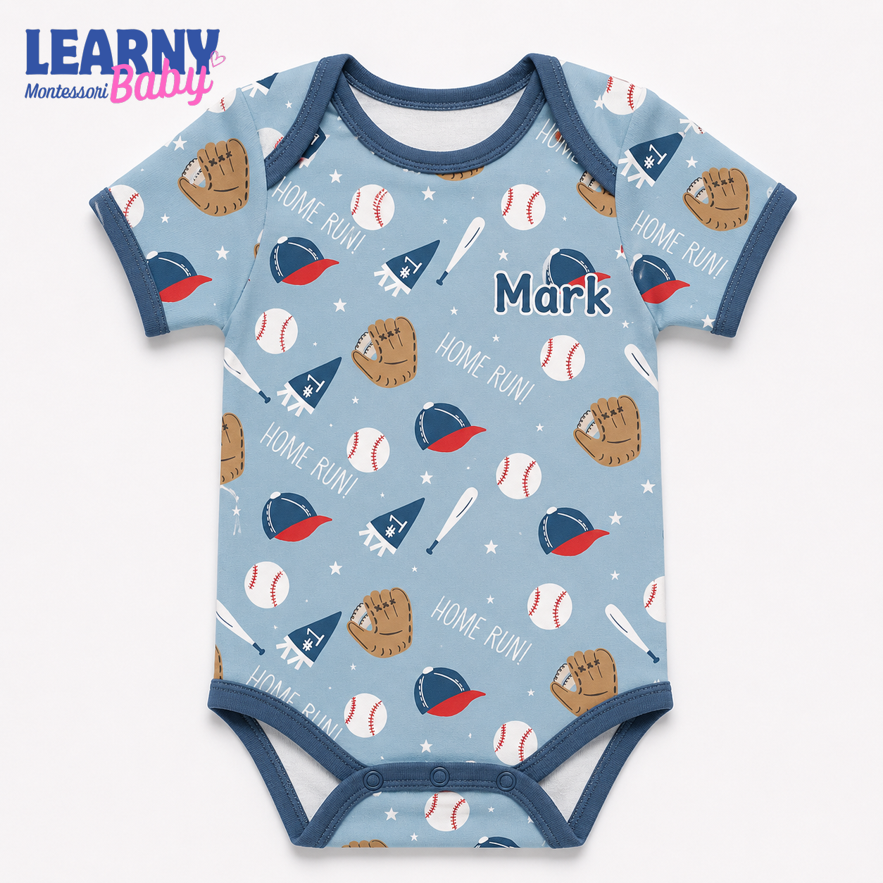 Bamboo Baby Bodysuit, Personalized Baseball Baby Onesie, Soft Bamboo Viscose Infant Bodysuit