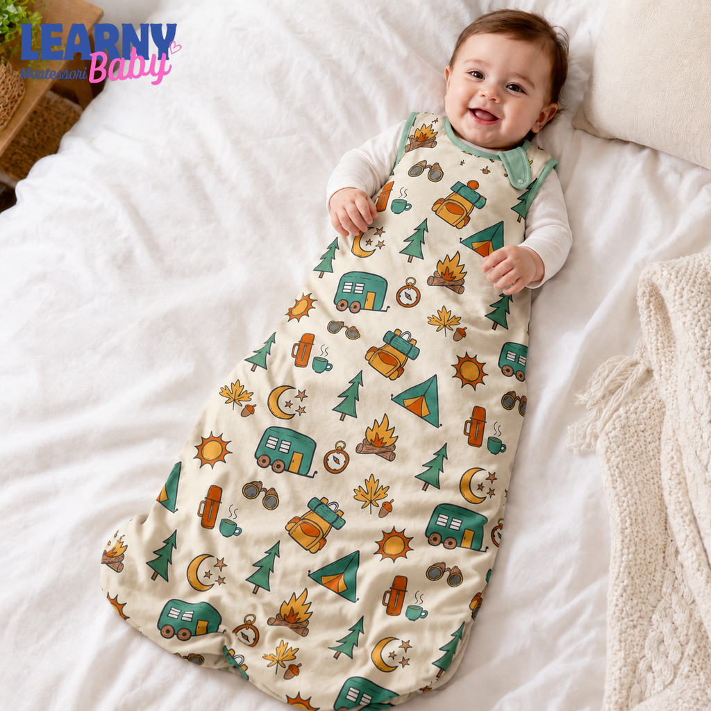 Camping Bamboo Baby Sleep Sack, Camper Tent and Pine Tree Wearable Blanket for Infant and Toddler, Adventure Nursery
