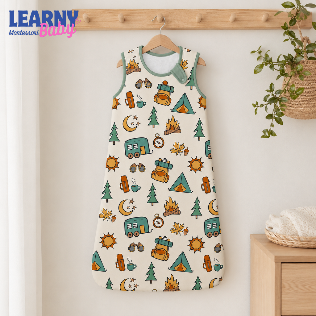 Camping Bamboo Baby Sleep Sack, Camper Tent and Pine Tree Wearable Blanket for Infant and Toddler, Adventure Nursery