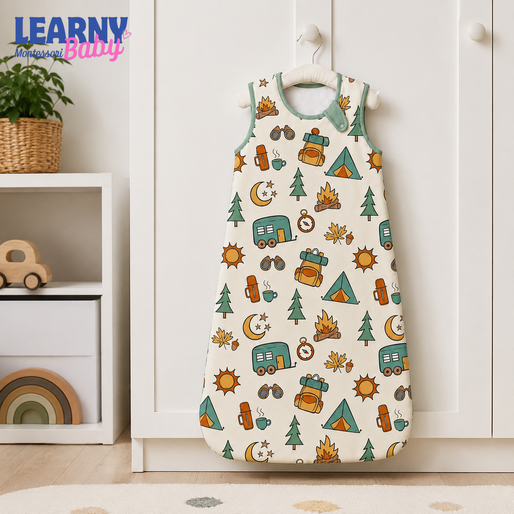 Camping Bamboo Baby Sleep Sack, Camper Tent and Pine Tree Wearable Blanket for Infant and Toddler, Adventure Nursery