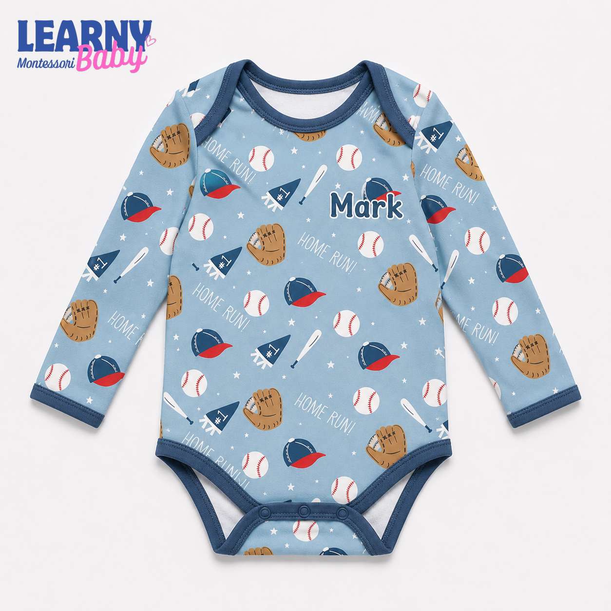 Bamboo Baby Bodysuit, Personalized Baseball Baby Onesie, Soft Bamboo Viscose Infant Bodysuit
