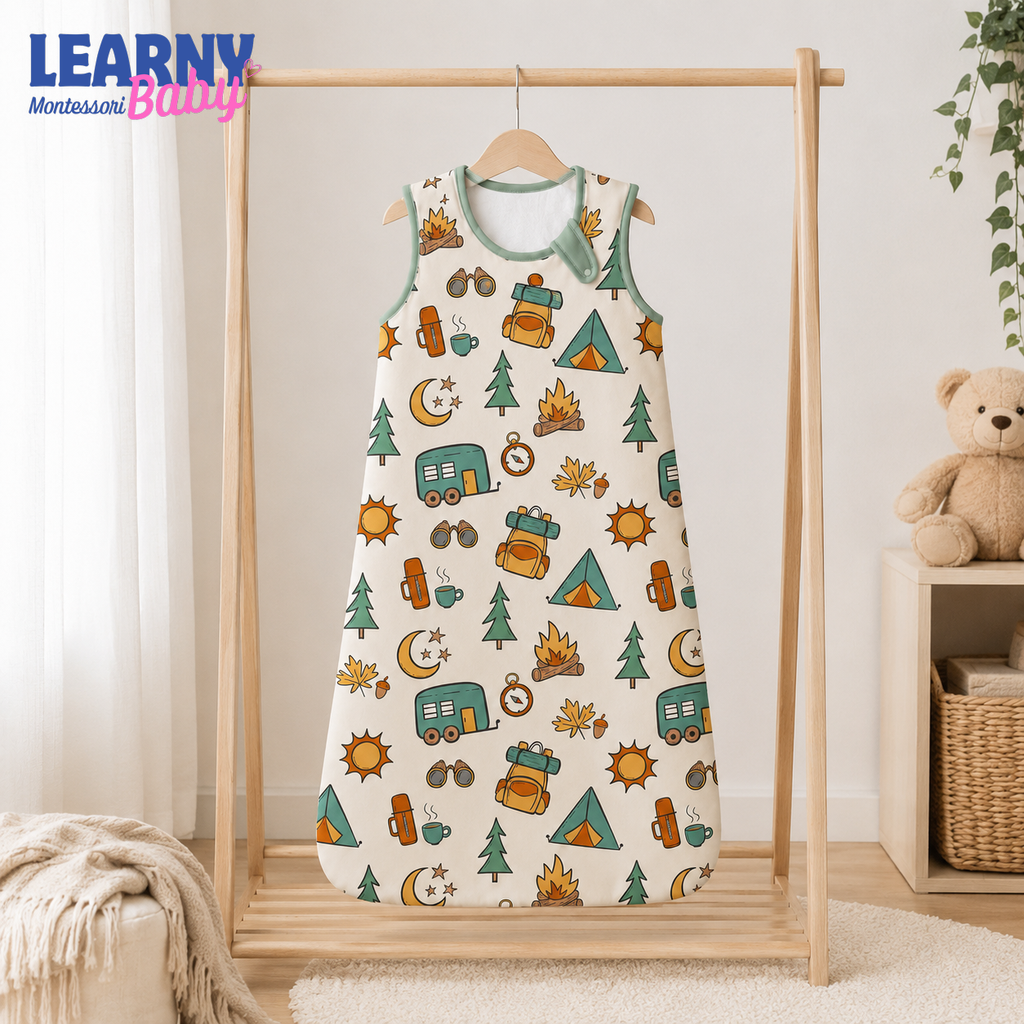 Camping Bamboo Baby Sleep Sack, Camper Tent and Pine Tree Wearable Blanket for Infant and Toddler, Adventure Nursery