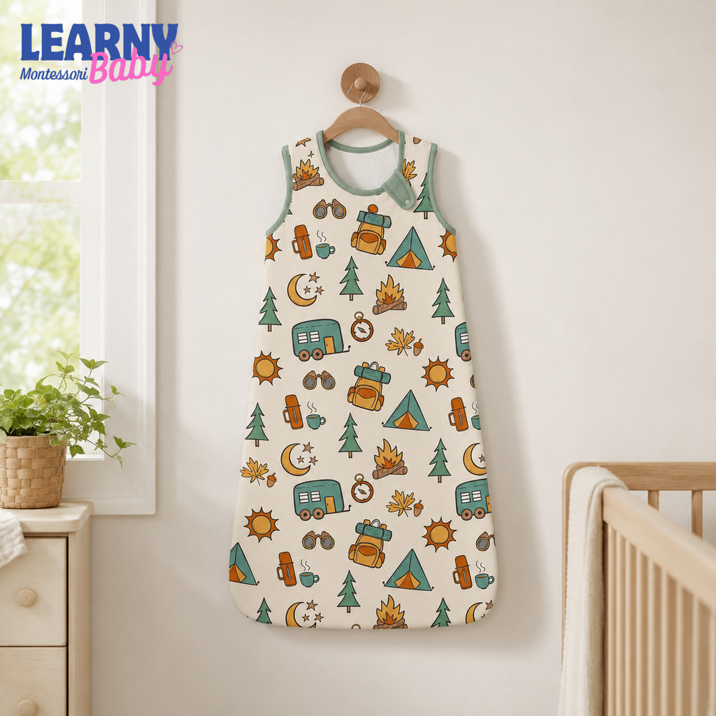 Camping Bamboo Baby Sleep Sack, Camper Tent and Pine Tree Wearable Blanket for Infant and Toddler, Adventure Nursery