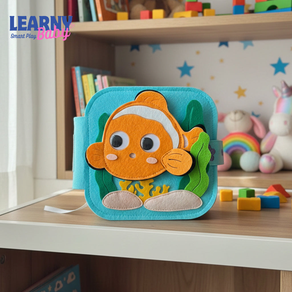 Ocean Clownfish Quiet Book – Educational Felt Activity Book for Toddlers, Montessori Soft Activity Book for Kids