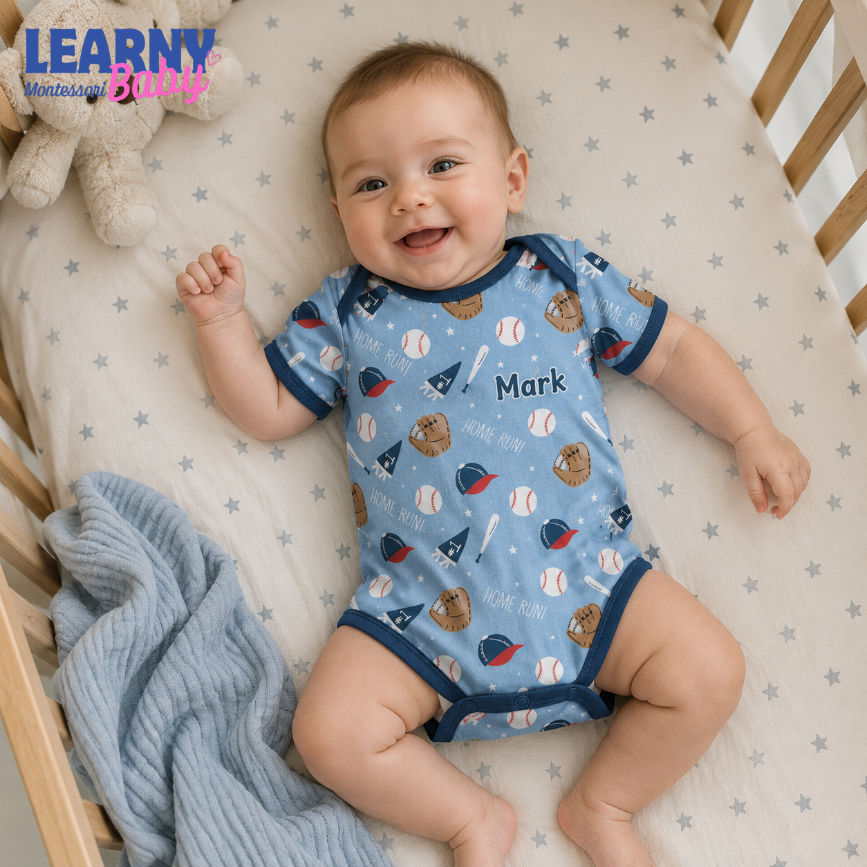 Bamboo Baby Bodysuit, Personalized Baseball Baby Onesie, Soft Bamboo Viscose Infant Bodysuit