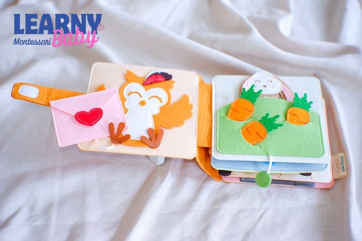Custom Name Baby Bear Quiet Book, Handmade Felt Busy Book, Montessori Toddler Activity Book, Baby Shower Gift QBLB56