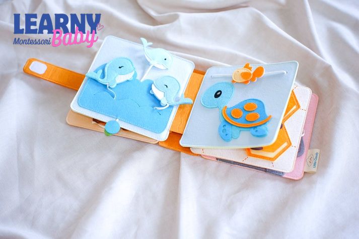 Custom Name Baby Bear Quiet Book, Handmade Felt Busy Book, Montessori Toddler Activity Book, Baby Shower Gift QBLB56