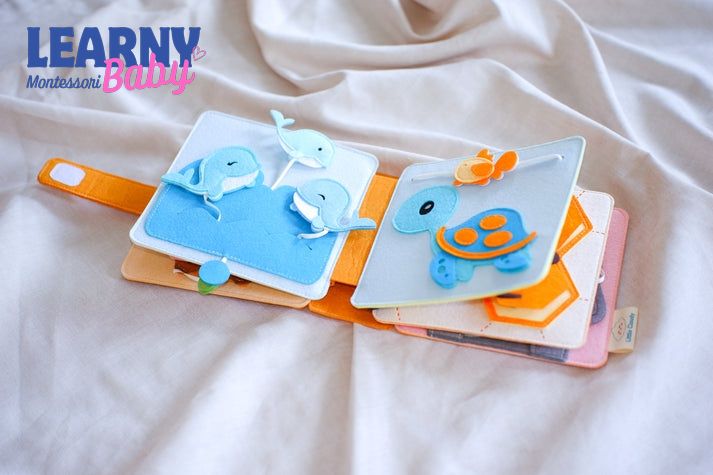 Custom Name Baby Bear Quiet Book, Handmade Felt Busy Book, Montessori Toddler Activity Book, Baby Shower Gift QBLB56