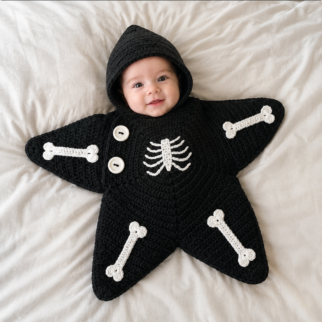 Personalized Crochet Star Baby Cocoon with Hood – Handmade Newborn Swaddle Wrap & Cozy Baby Sleep Sack