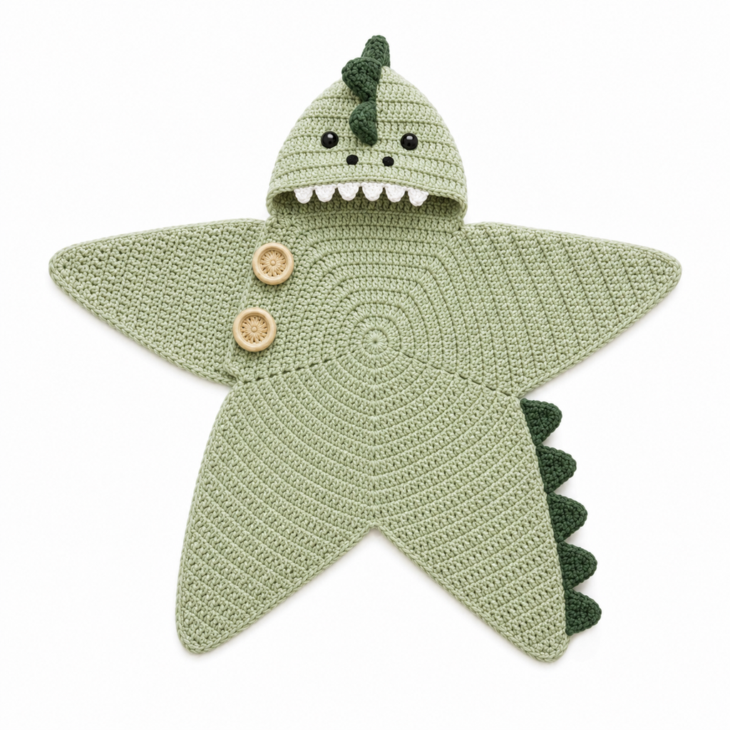 Personalized Crochet Dinosaur Baby Cocoon with Hood, Custom Name Newborn Swaddle, Baby Shower Gift