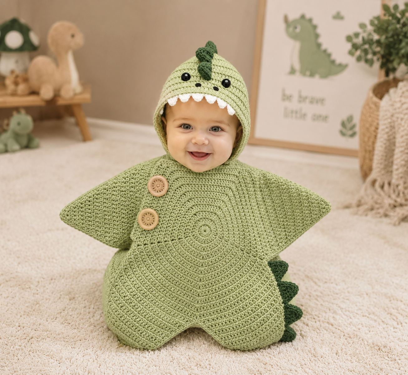 Personalized Crochet Dinosaur Baby Cocoon with Hood, Custom Name Newborn Swaddle, Baby Shower Gift
