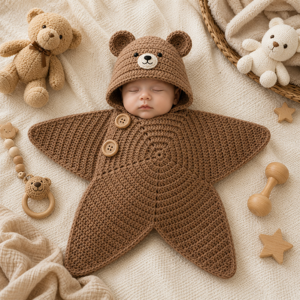 Personalized Crochet Safari Animal Baby Cocoon with Hood, Custom Name Newborn Swaddle, Baby Shower Gift