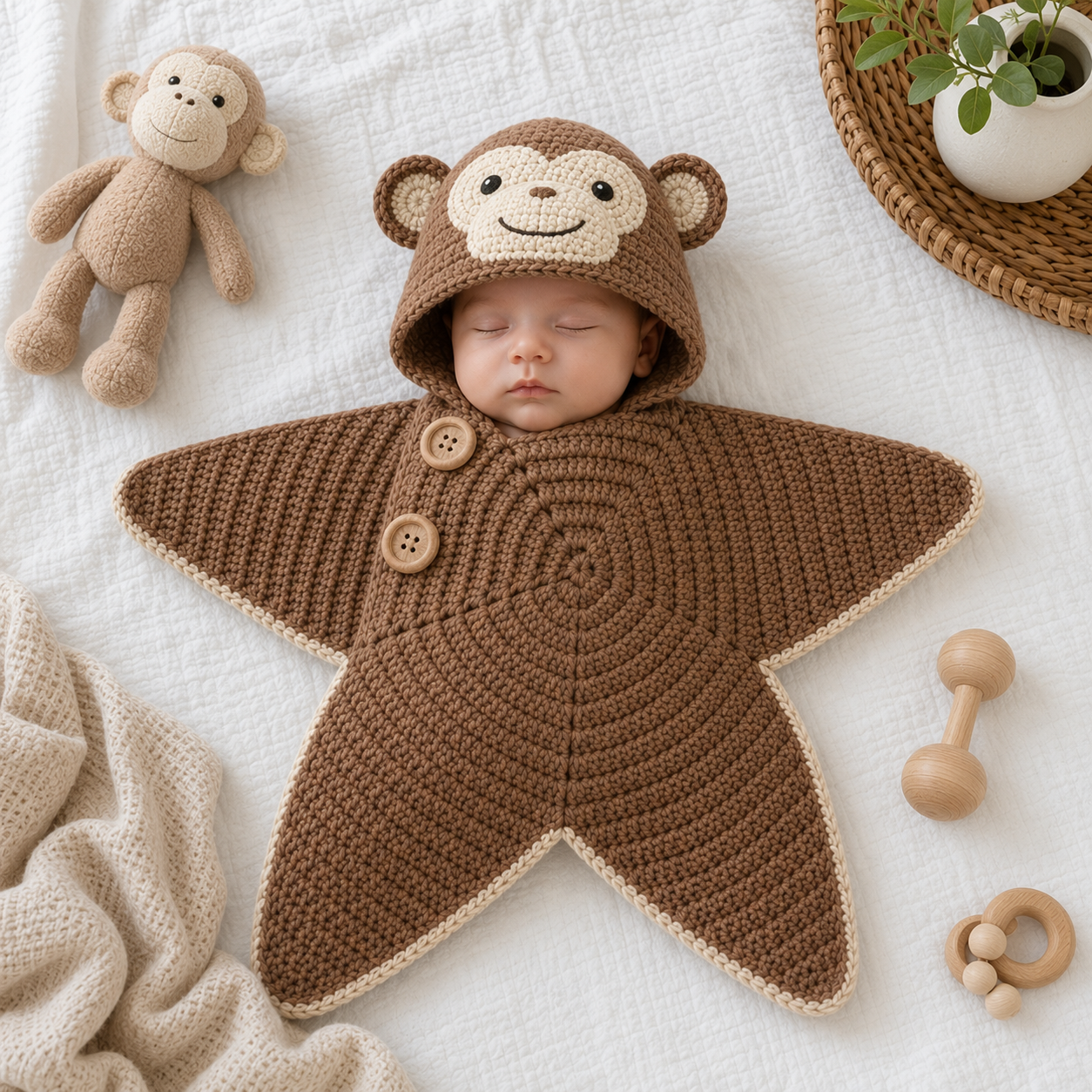 Personalized Crochet Safari Animal Baby Cocoon with Hood, Custom Name Newborn Swaddle, Baby Shower Gift