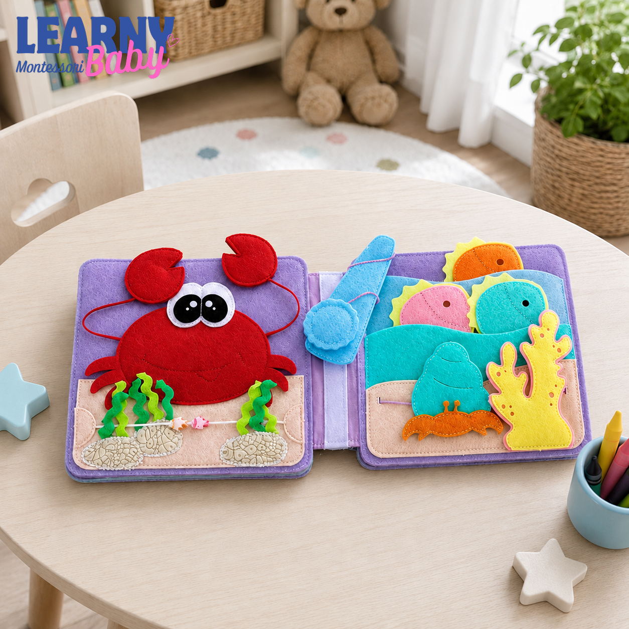Personalized My Little World Quiet Book for Toddlers, Custom Felt Busy Book, Montessori Learning Activity Book for Baby QBLB69