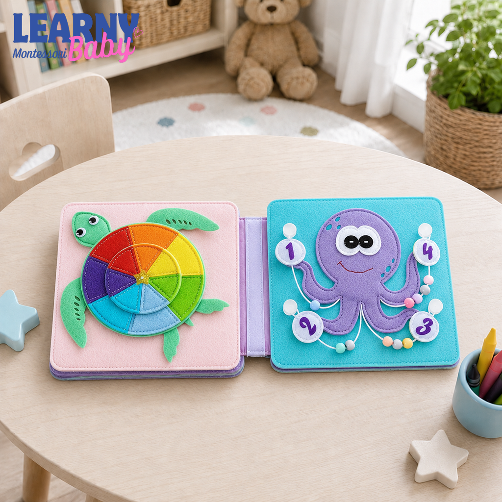 Personalized My Little World Quiet Book for Toddlers, Custom Felt Busy Book, Montessori Learning Activity Book for Baby QBLB69