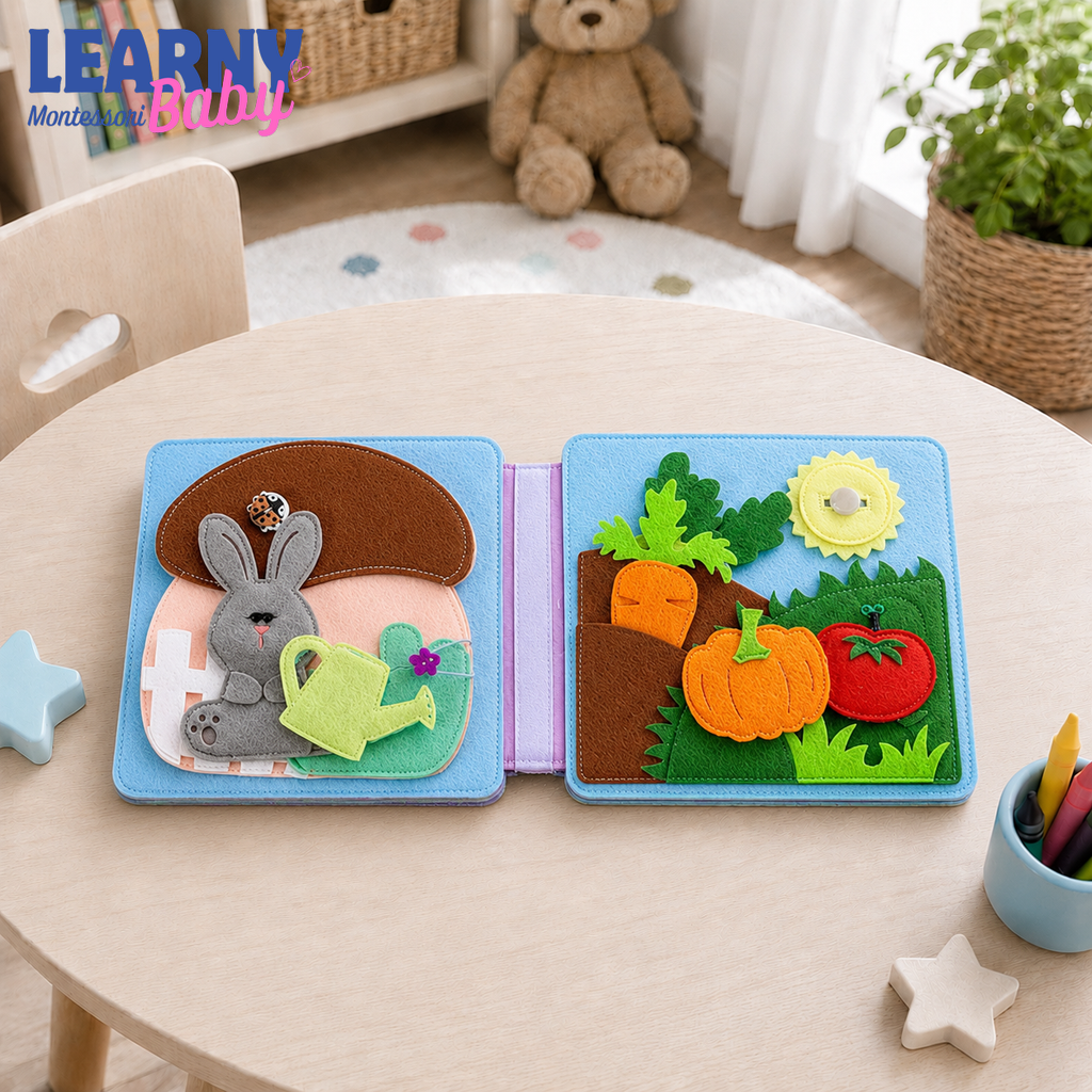 Personalized My Little World Quiet Book for Toddlers, Custom Felt Busy Book, Montessori Learning Activity Book for Baby QBLB69