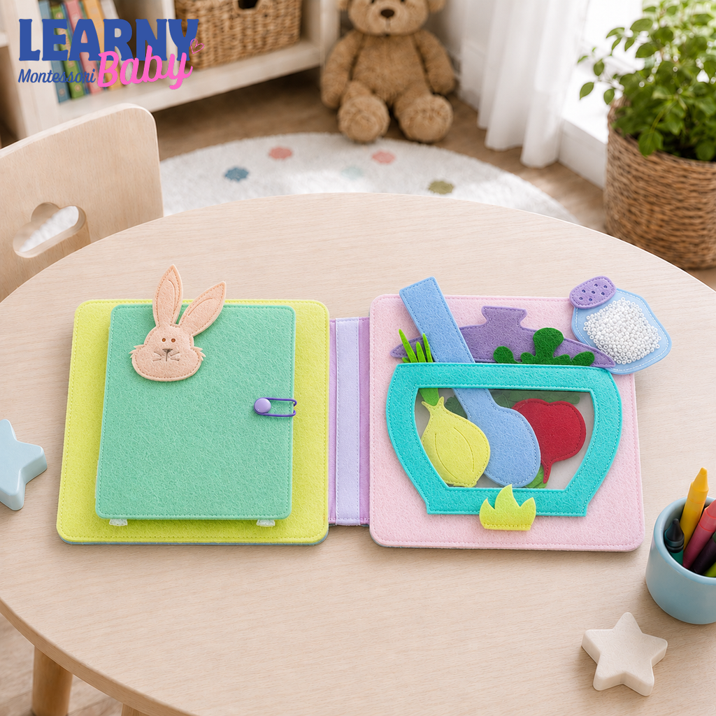 Personalized My Little World Quiet Book for Toddlers, Custom Felt Busy Book, Montessori Learning Activity Book for Baby QBLB69