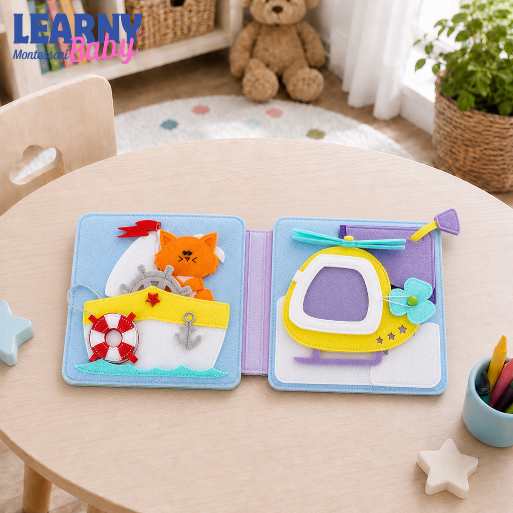 Personalized My Little World Quiet Book for Toddlers, Custom Felt Busy Book, Montessori Learning Activity Book for Baby QBLB69