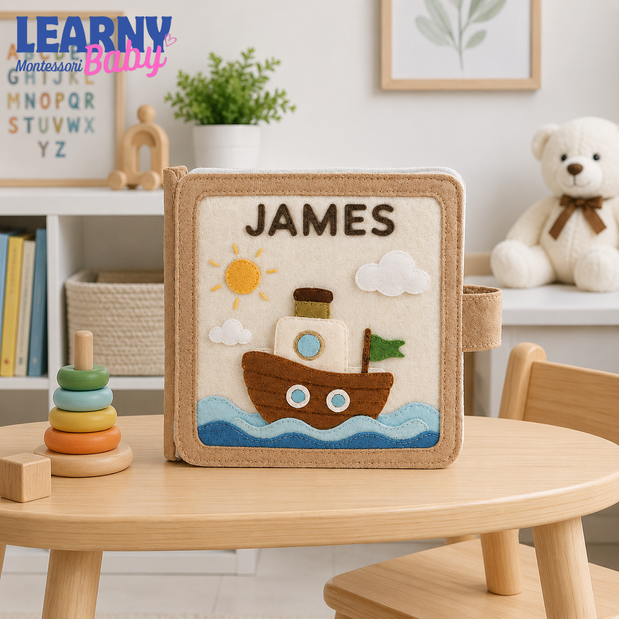Personalized My Little World Quiet Book for Toddlers, Custom Felt Busy Book, Montessori Learning Activity Book for Baby QBLB69