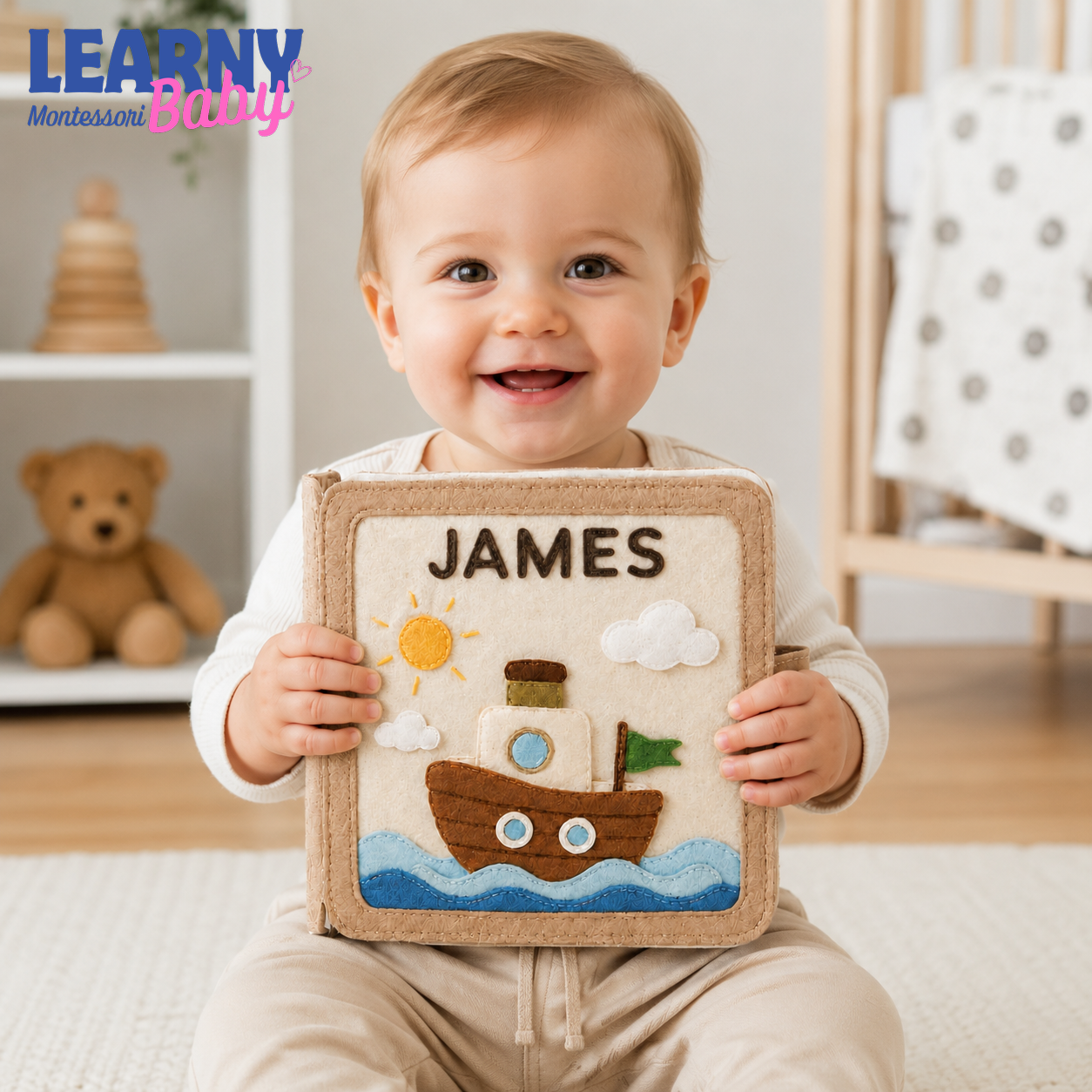 Personalized My Little World Quiet Book for Toddlers, Custom Felt Busy Book, Montessori Learning Activity Book for Baby QBLB69