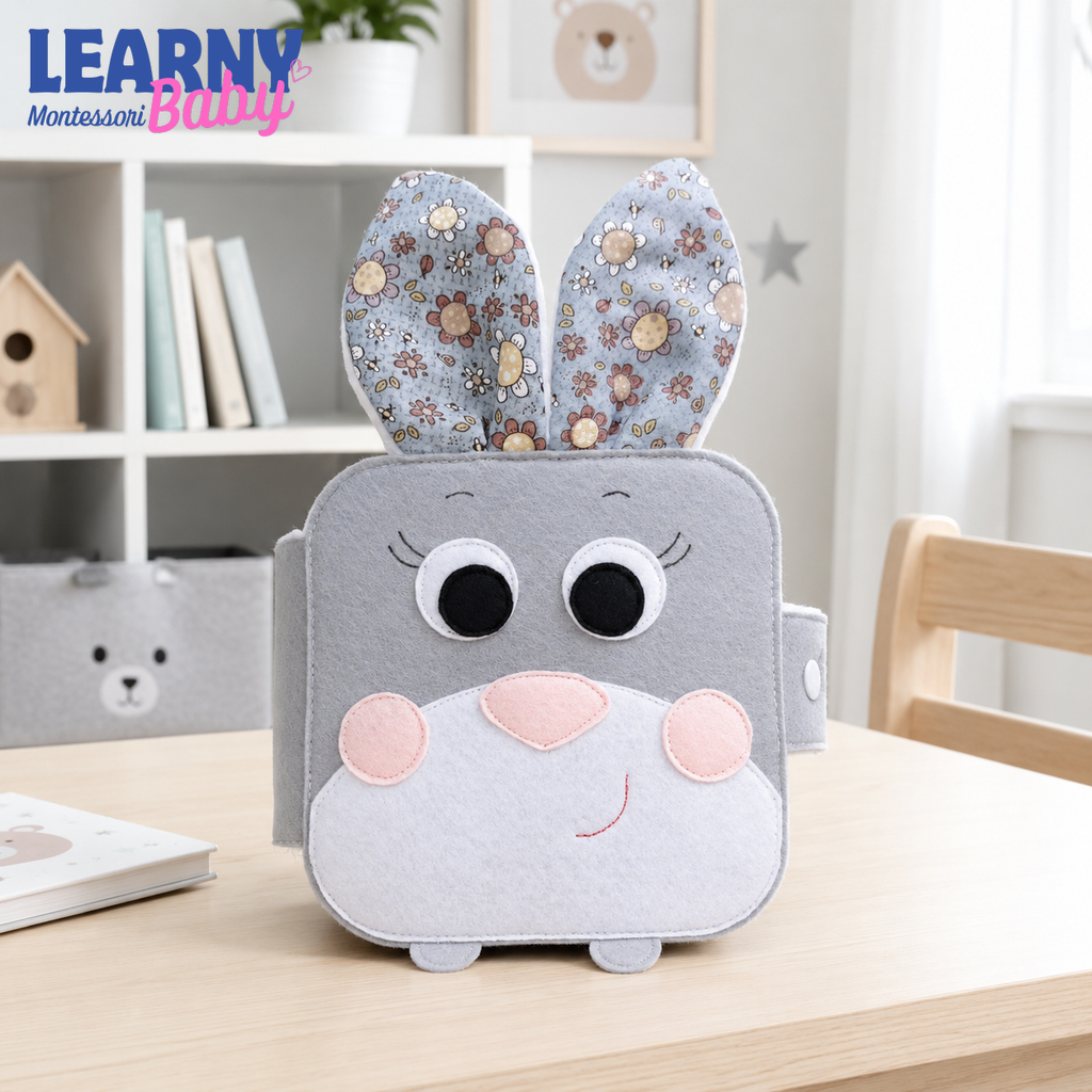 Personalized Bunny Busy Book for Toddlers, Handmade Felt Quiet Book, Easter Bunny Activity Book, Montessori Sensory Toy for Baby QBLB70