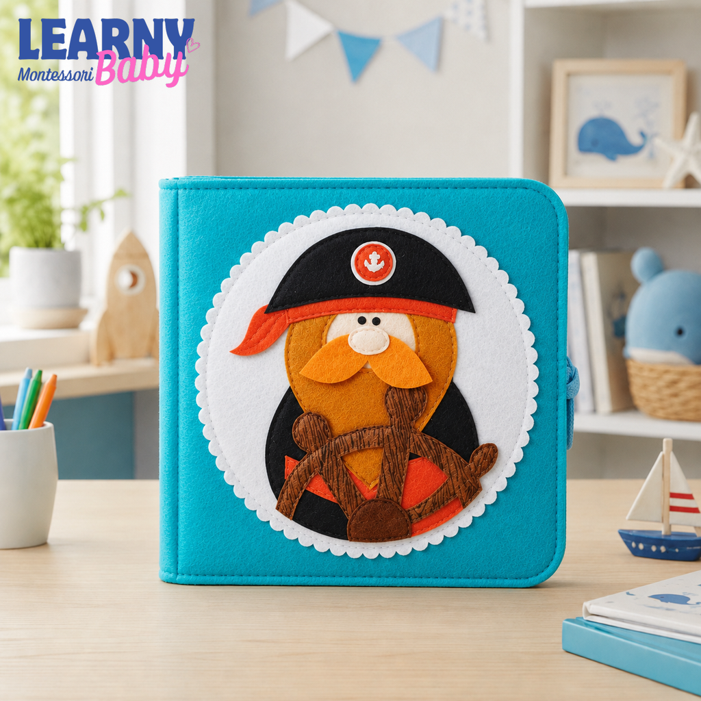 Personalized Pirate Quiet Book for Toddlers, Handmade Felt Busy Book, Montessori Sensory Toy, Pirate Activity Book for Kids QBLB76