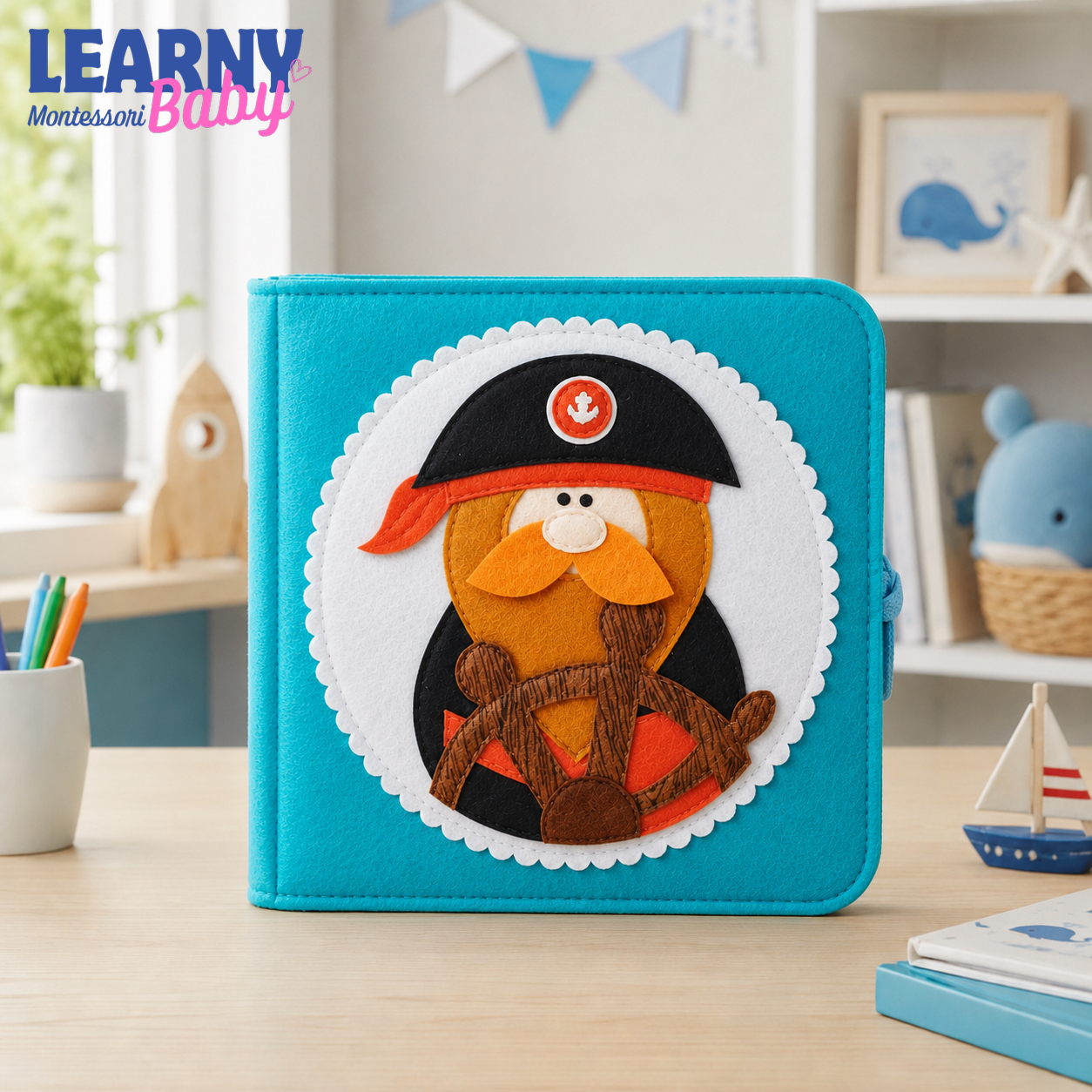 Personalized Pirate Quiet Book for Toddlers, Handmade Felt Busy Book, Montessori Sensory Toy, Pirate Activity Book for Kids QBLB76