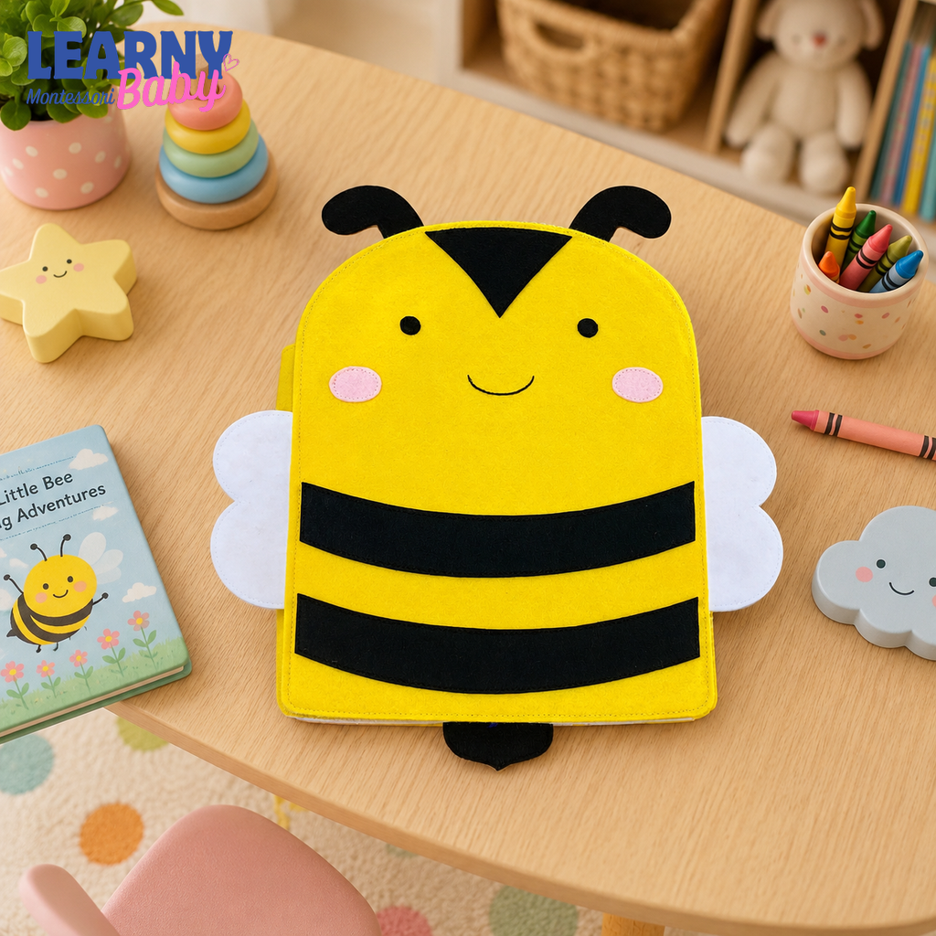 Personalized Ladybug Bee Quiet Book, Handmade Felt Busy Book for Toddlers, Montessori Activity Book, Baby Gift QBLB78