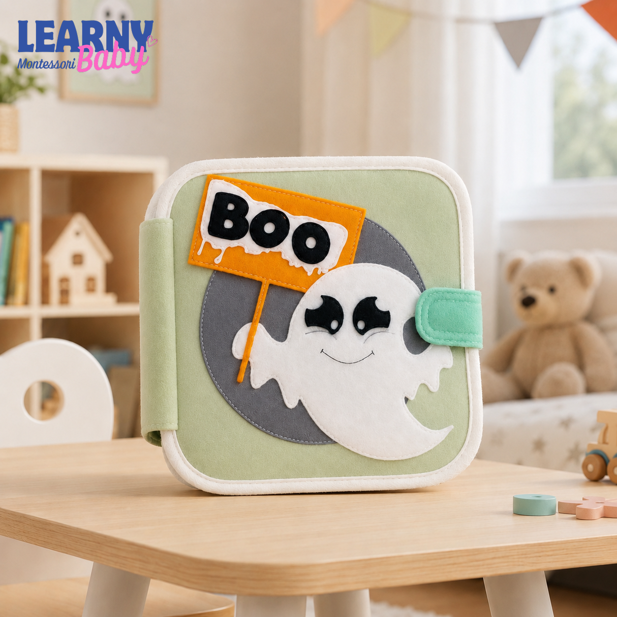 Personalized Halloween Quiet Book for Toddlers, Custom Name Busy Book, Ghost Boo Felt Activity Book, Baby Halloween Gift QBLB80
