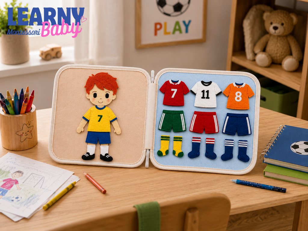 Personalized First World Cup Busy Book for Baby, Soccer Quiet Book for Toddlers, Felt Activity Book, Baby Boy Gift QBLB67