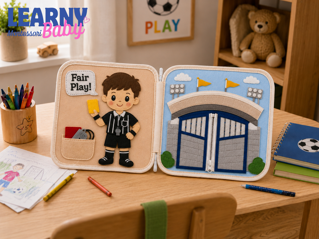 Personalized First World Cup Busy Book for Baby, Soccer Quiet Book for Toddlers, Felt Activity Book, Baby Boy Gift QBLB67