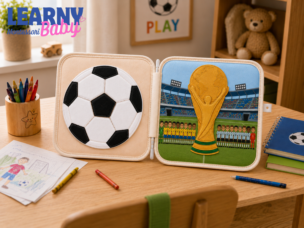 Personalized First World Cup Busy Book for Baby, Soccer Quiet Book for Toddlers, Felt Activity Book, Baby Boy Gift QBLB67