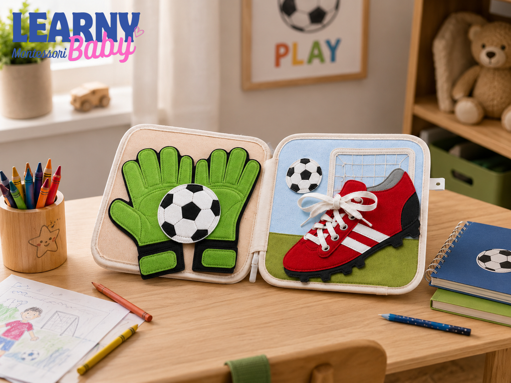 Personalized First World Cup Busy Book for Baby, Soccer Quiet Book for Toddlers, Felt Activity Book, Baby Boy Gift QBLB67