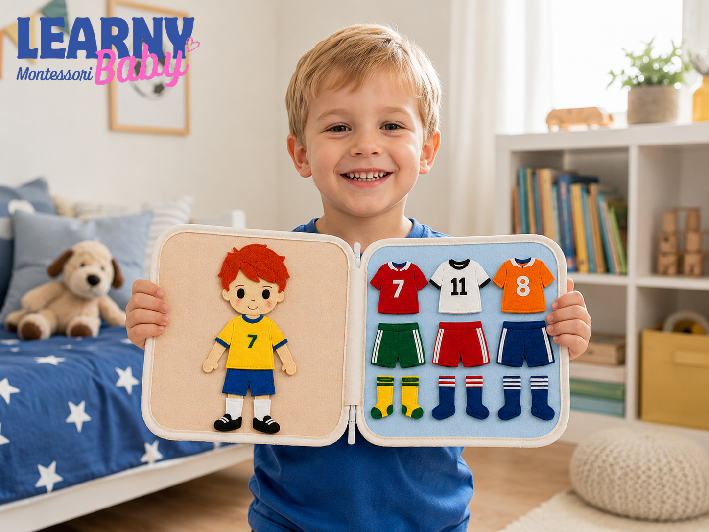 Personalized First World Cup Busy Book for Baby, Soccer Quiet Book for Toddlers, Felt Activity Book, Baby Boy Gift QBLB67