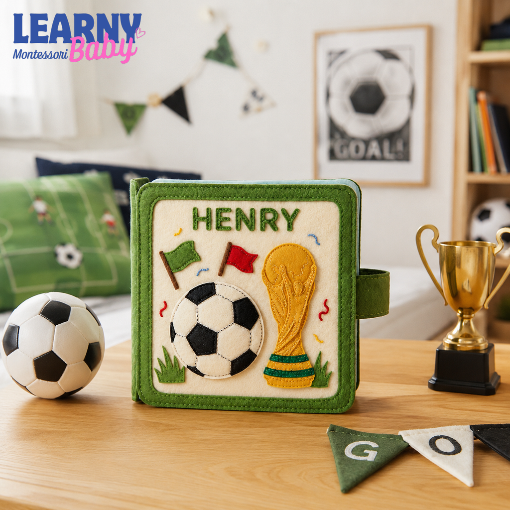Personalized First World Cup Busy Book for Baby, Soccer Quiet Book for Toddlers, Felt Activity Book, Baby Boy Gift QBLB67