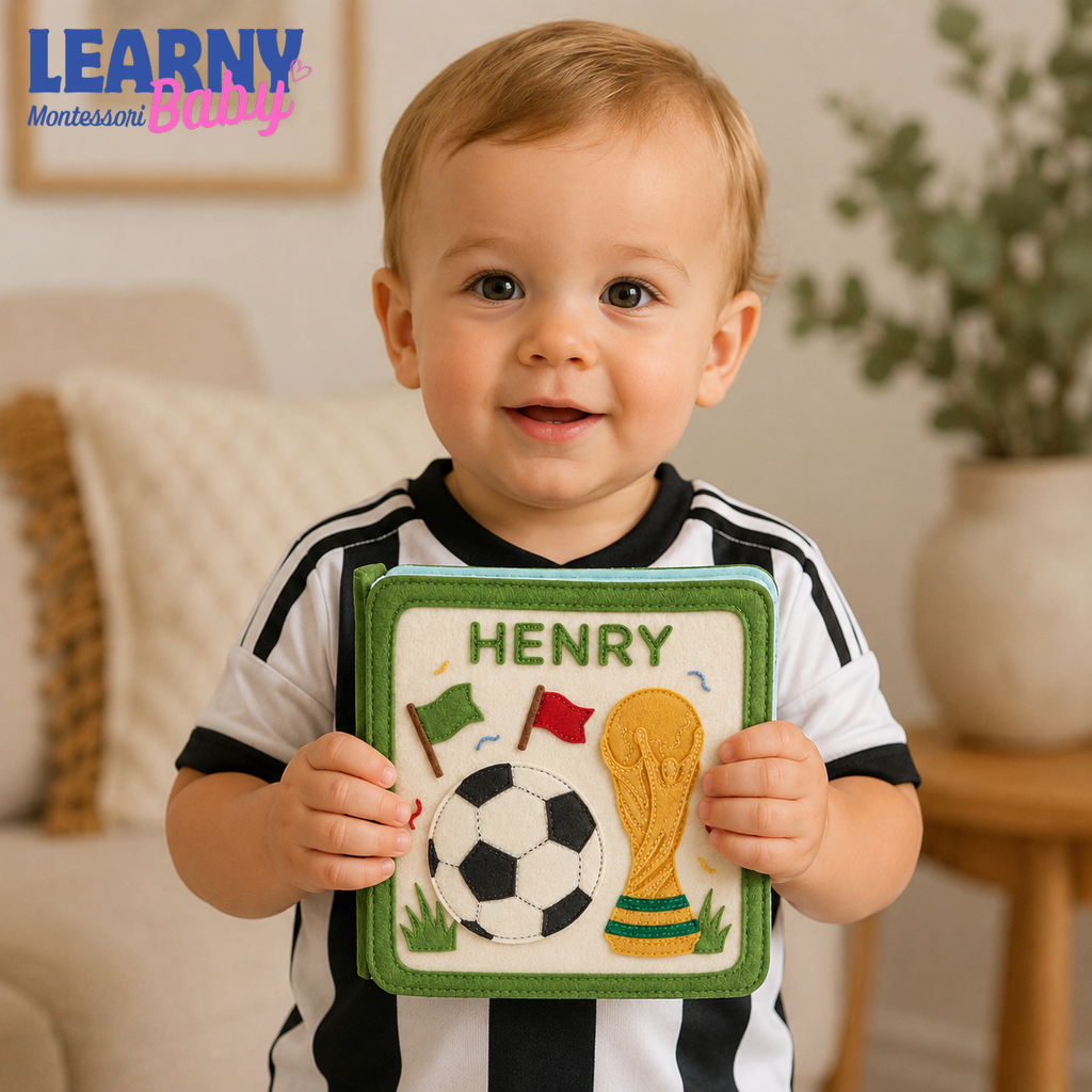 Personalized First World Cup Busy Book for Baby, Soccer Quiet Book for Toddlers, Felt Activity Book, Baby Boy Gift QBLB67