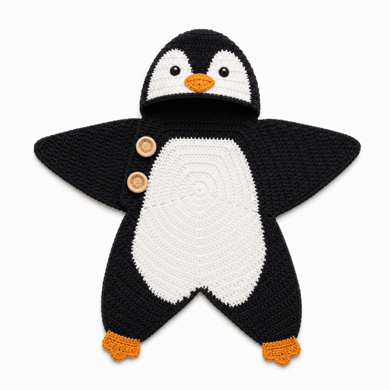 Crochet Penguin Star Baby Cocoon – Handmade Winter Baby Outfit