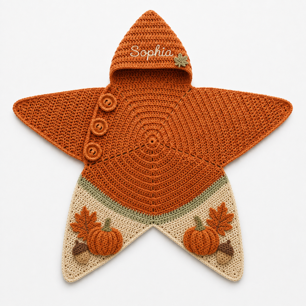 Personalized Little Pumpkin Crochet Star Baby Cocoon – Handmade Fall Newborn Swaddle