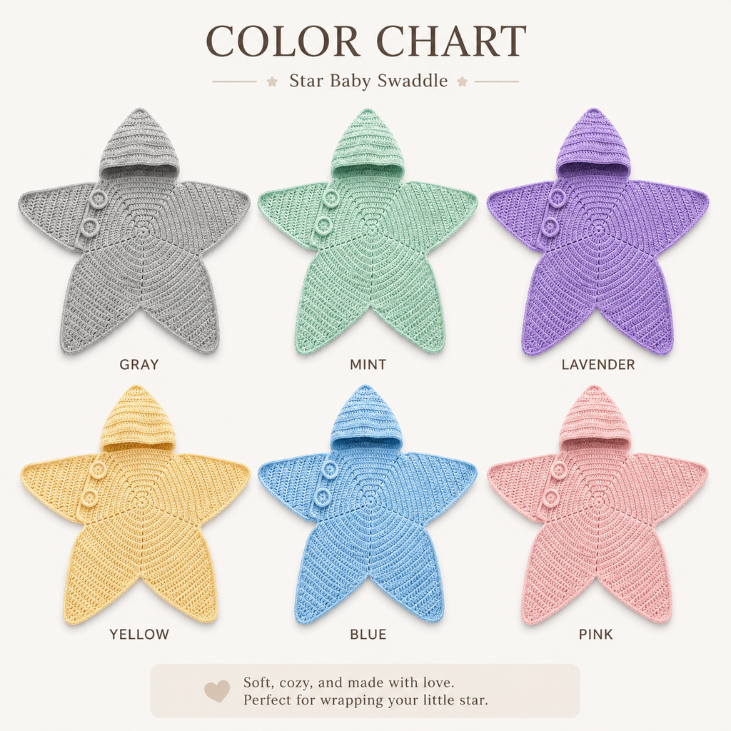 Personalized Crochet Star Baby Cocoon with Hood, Custom Name Newborn Swaddle, Baby Shower Gift