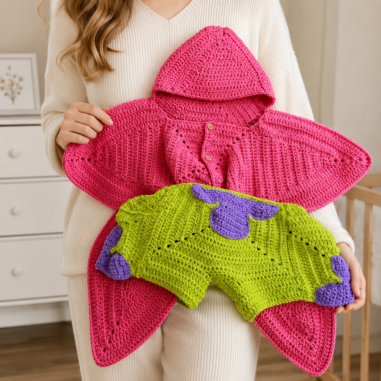 Personalized Crochet Star Baby Cocoon with Hood, Custom Name Baby Swaddle, Newborn Sleep Sack, Baby Shower Gift