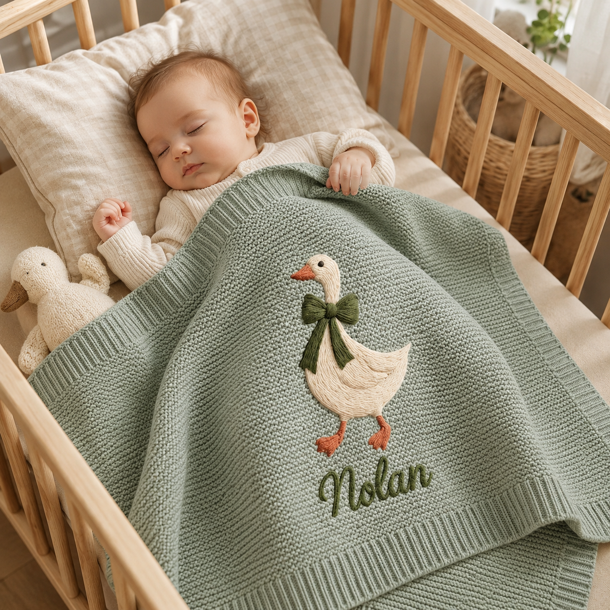 Custom Goose Baby Blanket with Name, Little Goose Baby Shower Announcement Blanket, Baby Girl Gift, Gift for Baby, Keepsake Newborn