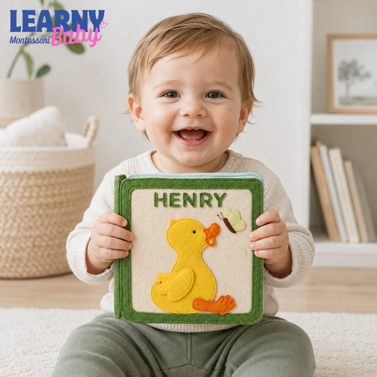 Personalized Animal Busy Book for Toddlers, Handmade Felt Quiet Book, Button Practice Activity Book, Montessori Sensory Toy QBLB72