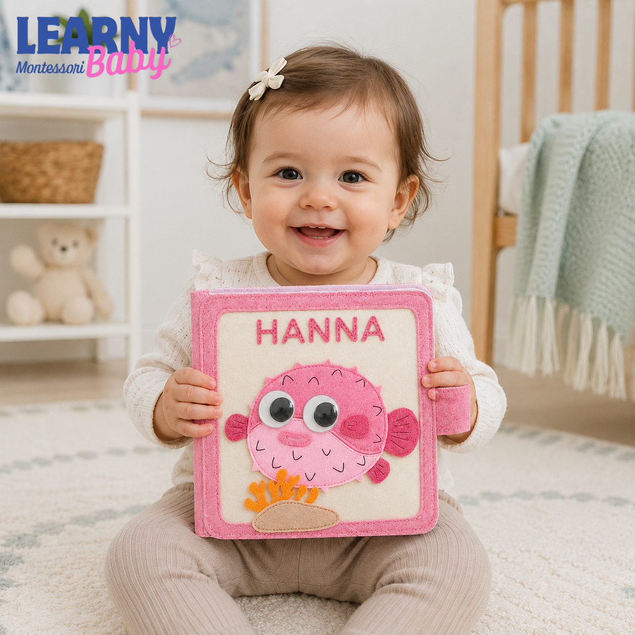 Personalized Sea Animal Busy Book for Toddlers, Handmade Felt Quiet Book, Ocean Animal Activity Book, Montessori Sensory Baby Toy QBLB71