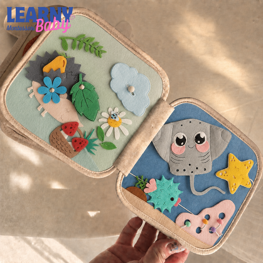 Personalized Fox Busy Book for Toddlers, Custom Name Felt Quiet Book, Woodland Animal Montessori Activity Toy QBLB59
