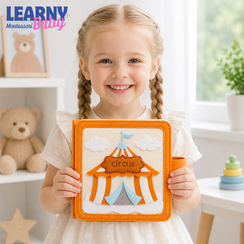 Circus Busy Book for Toddlers, Printable Preschool Learning Activities, Montessori Quiet Book, Fine Motor Skills, Colors, Shapes, Animals QBLB64