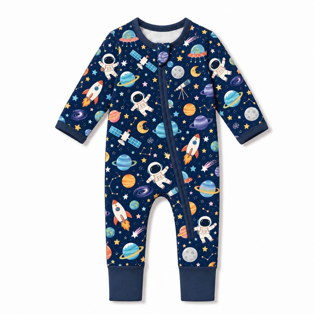 Outer Space Astronaut Convertible Zippy Bamboo Baby Pajamas