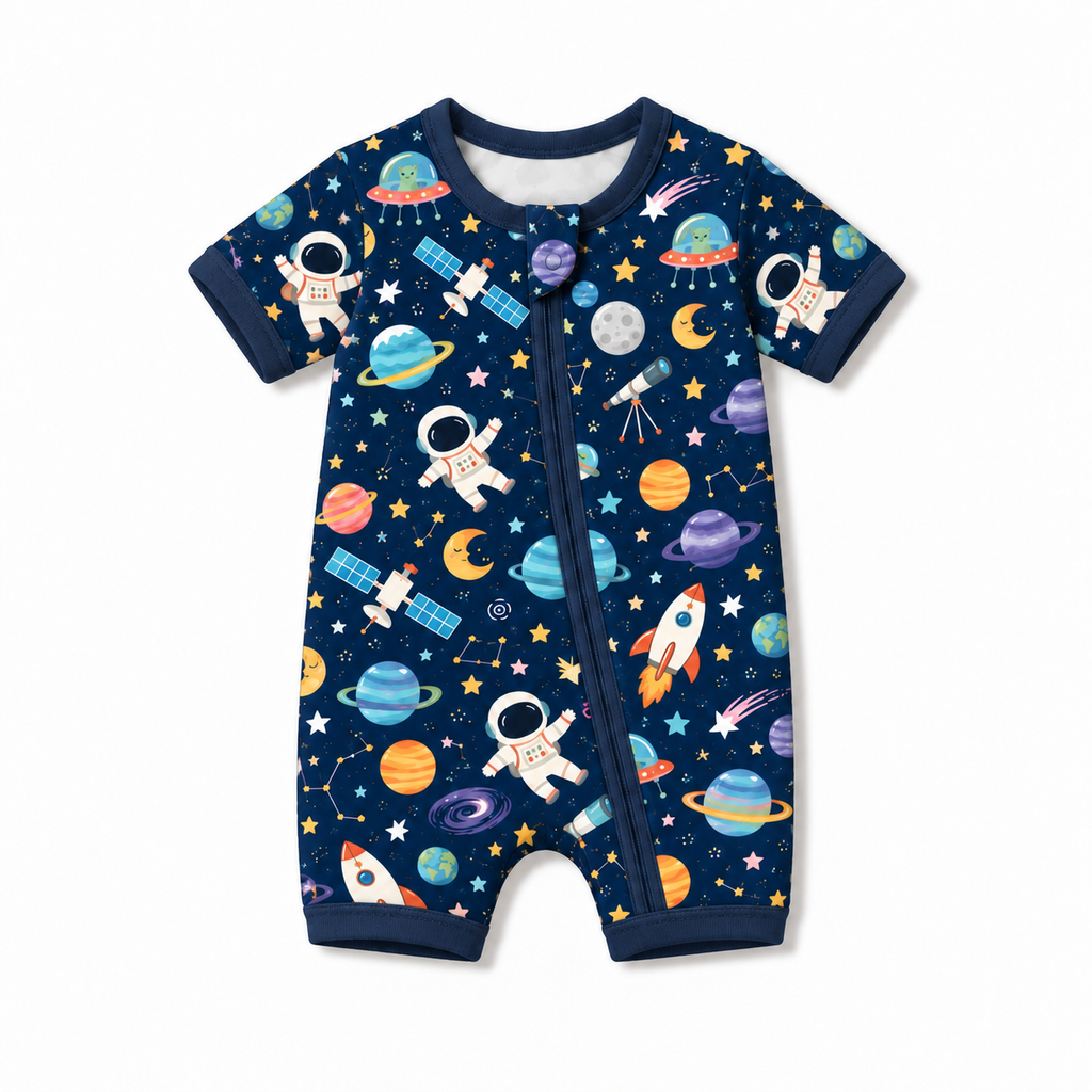 Outer Space Astronaut Convertible Zippy Bamboo Baby Pajamas